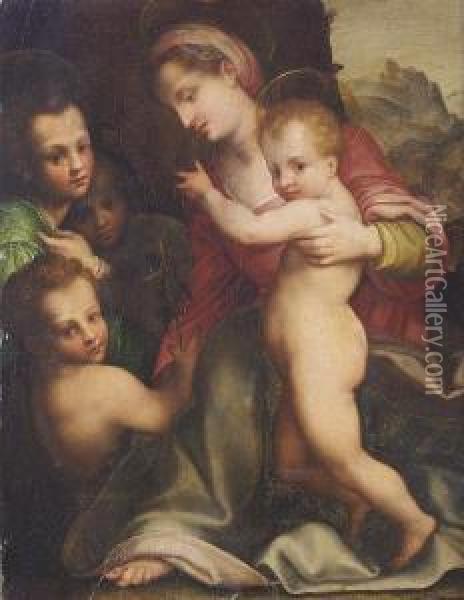 The Madonna And Child With The Infant Saint John The Baptist And Angels Oil Painting - Andrea Del Sarto