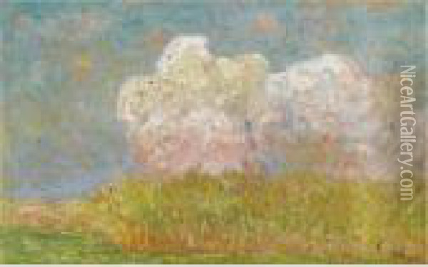 A Clouded Sky Above A Field Oil Painting - Emile Claus