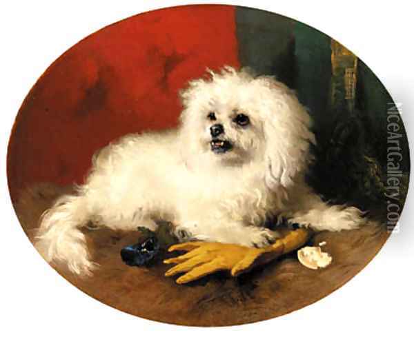 A Maltese Terrier Oil Painting - George W. Horlor