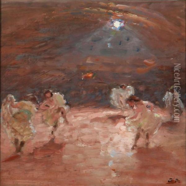 Can-can Dancers In Paris Oil Painting - Julius Paulsen