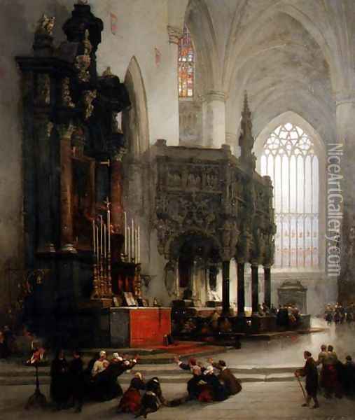 The Shrine of St. Gomar at Lierre, Belgium, 1849 Oil Painting - David Roberts