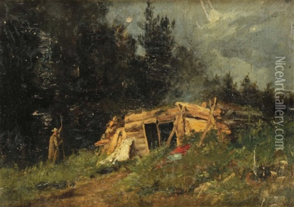 Michajlovskij Zavod - Casa In Rovina Oil Painting - Aleksandr Alexandrovich Svedomskij
