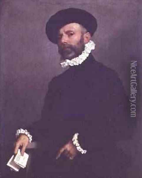 Portrait of a Man holding a Letter 1570-75 Oil Painting - Giovanni Battista Moroni