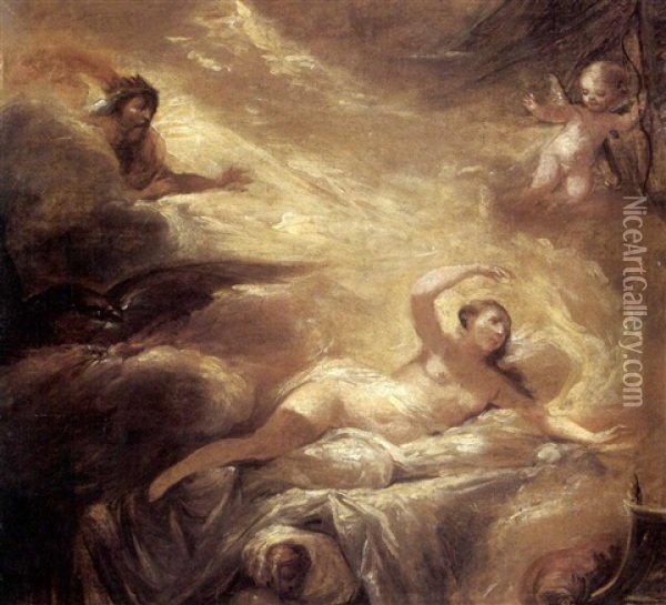 Jupiter Et Semele Oil Painting - Gabriel Jacques de Saint-Aubin