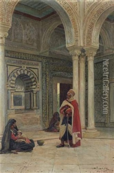 Interieur Du Dar Hussein Oil Painting - Eugene Alexis Girardet