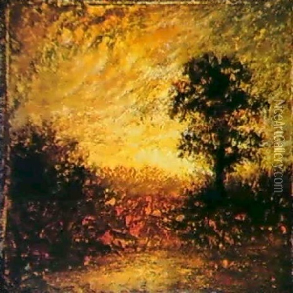 Landscape, Twilight Oil Painting - Ralph Albert Blakelock
