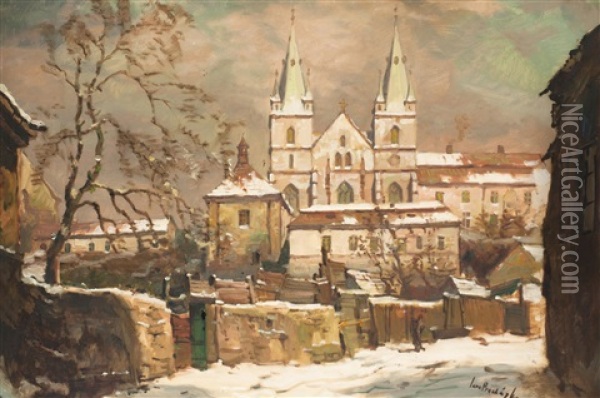Blick Auf Die Emauskirche Oil Painting - Iaro Prochazka