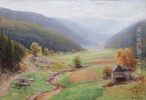 Blick In Ein Sonnenbeschienenes Tal Oil Painting - Albert Ernst Muhlig