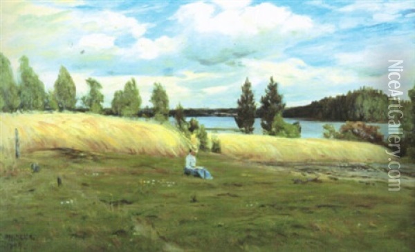 Lasestund Oil Painting - Elias Muukka