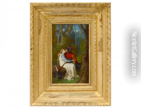 Courting Couple Oil Painting - Gabriele Castagnola