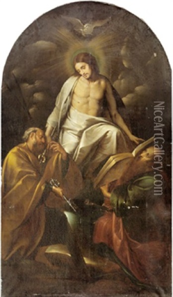 Christus Erscheint Den Aposteln Petrus Und Paulus Oil Painting - Giovanni Battista Crespi (il Cerano)