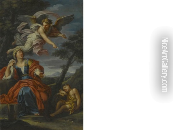 Hagar And The Angel Oil Painting - Luigi Garzi