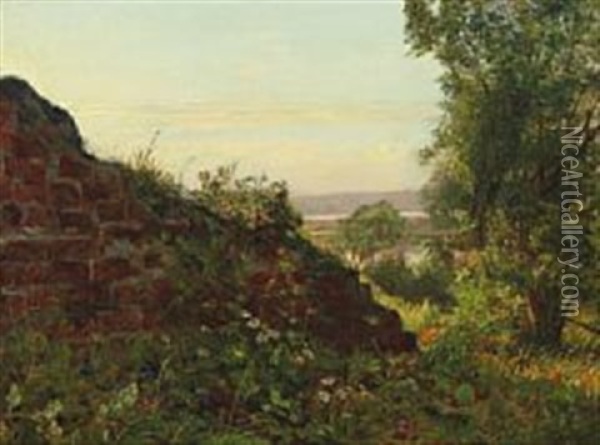 The Ruins Of Gurre Castle Oil Painting - Anton (Claus) Kolle