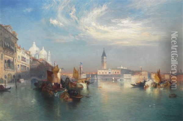 The Entrance To The Grand Canal Oil Painting - Thomas Moran