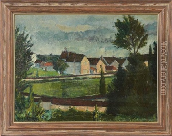 Landscape With A Village Oil Painting - Herrmann Lismann