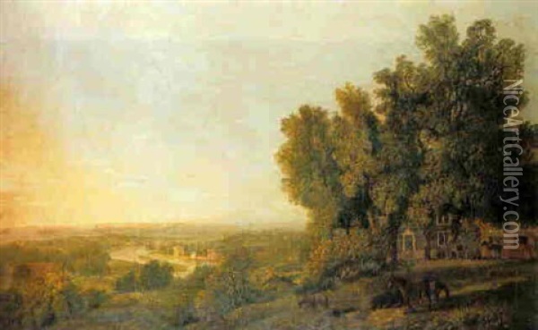 Richmond Hill Oil Painting - George Barret