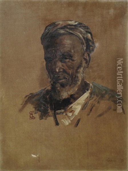 Head Studies Of Egyptian Men Oil Painting - Edwin Long