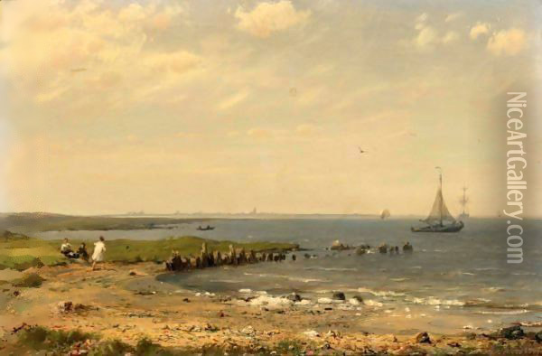 A View On The Zuiderzee Oil Painting - Hermanus Jr. Koekkoek