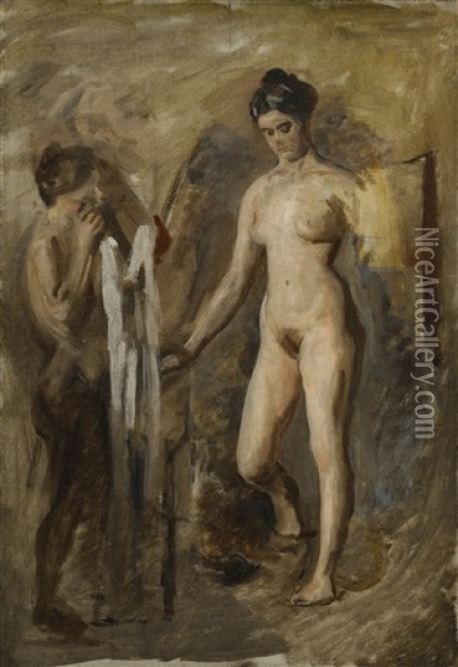 Study For William Rush And His Model Oil Painting - Thomas Eakins