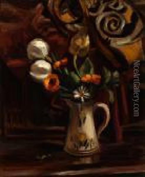 A Vase With Flowers Oil Painting - Henri Le Fauconnier