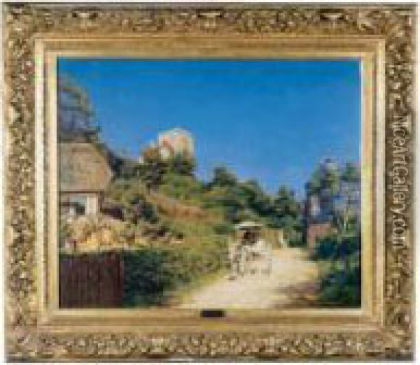 Caleche Aux Environs De Quilleboeuf Oil Painting - Victor-Jean-Baptiste-Barthelemy Binet