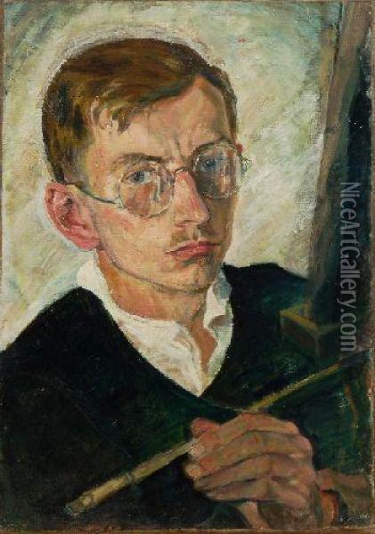 Ruther, Portrait Des Malers Conrad Felixmullers . 1919 Oil Painting - Hubert Ruther