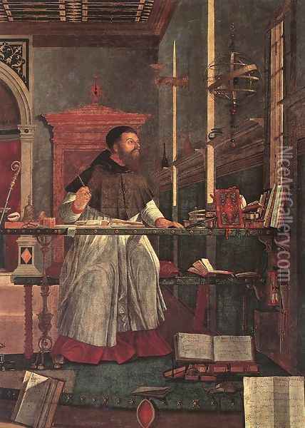 Vision of St Augustin (detail 1) 1502 Oil Painting - Vittore Carpaccio