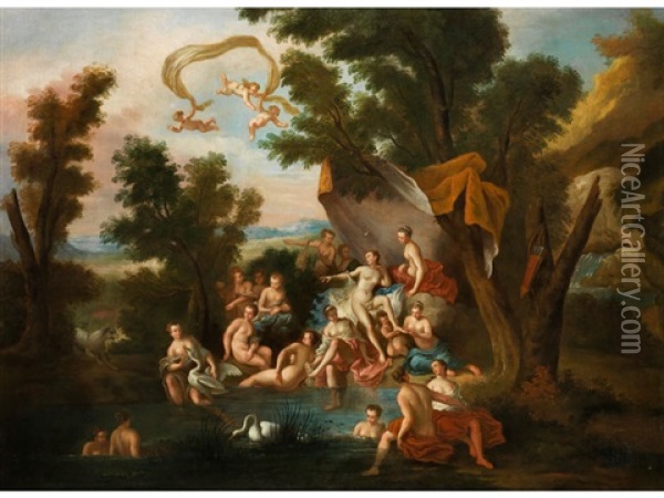 Diana Und Die Nymphen Im Bade Oil Painting - Hendrick Frans van Lint