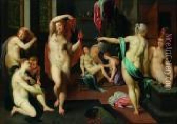 Le Bain Des Femmes Oil Painting - Artus Wollfort