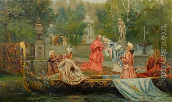 A Visit To His Eminence Oil Painting - Lorenzo Cecconi