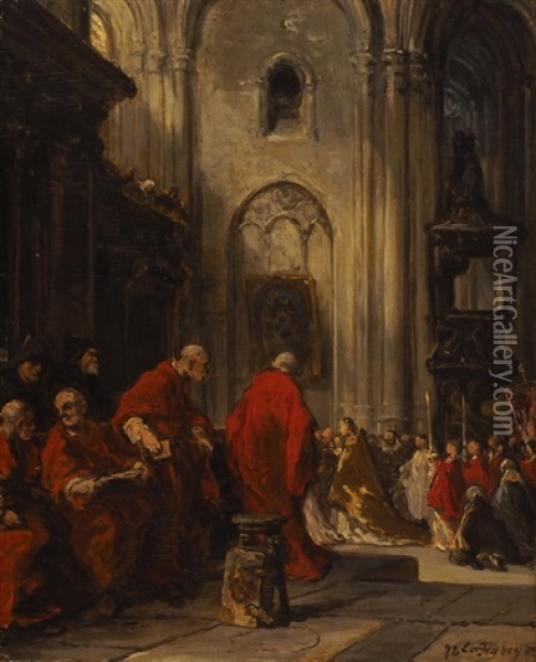 Kircheninterieur Oil Painting - Louis-Gabriel-Eugene Isabey