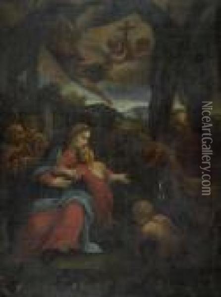 Madonna And Child With John. Oil Painting - Ciro Ferri