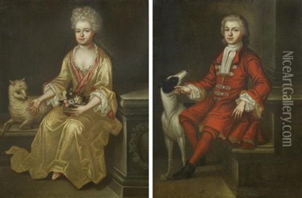 A Gentleman And A Lady (a Pair Of Portraits) Oil Painting - Herman Verelst