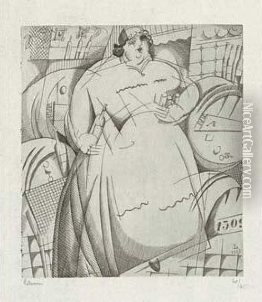 La Cabaretiere Obese / The Fat Inn Keeper. 1917-1920 Oil Painting - Jean Emile Laboureur