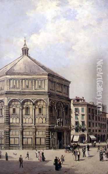 A View of the Baptistry in Florence Oil Painting - Antonietta Brandeis