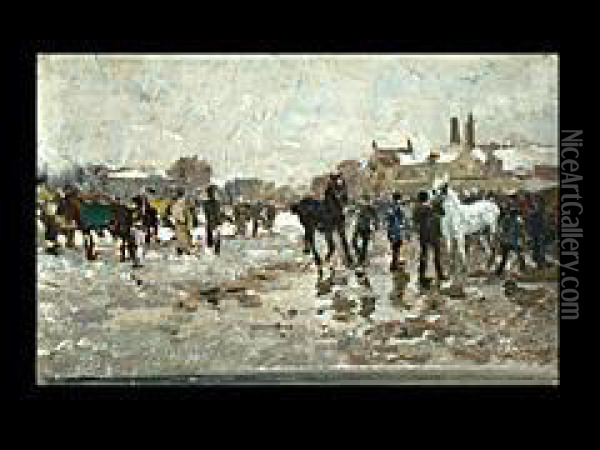 Der Pferdemarkt Oil Painting - Wilhelm Velten