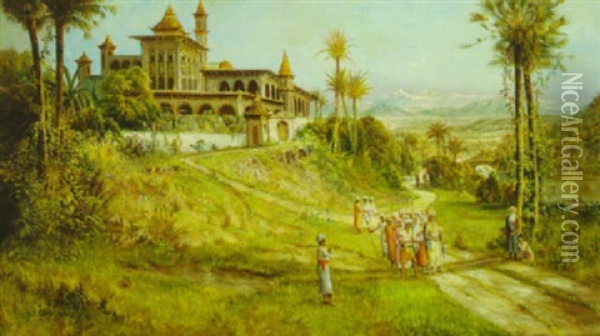 A Fabulous Palace In The Mountains Of India Oil Painting - Daniel Charles Grose