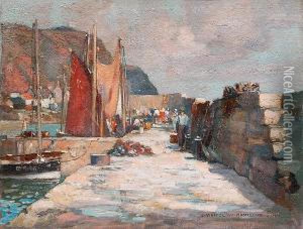 Burnmouth Harbour Oil Painting - James Whitelaw Hamilton