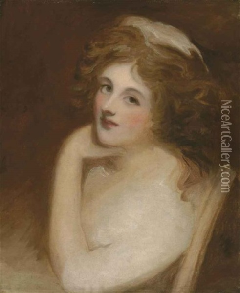 Portrait Of Emma, Lady Hamilton, Bust-length Oil Painting - George Romney