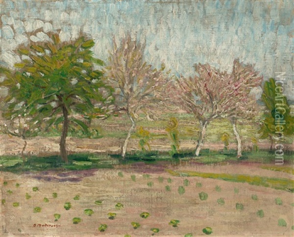Blutenbaume Im Garten Oil Painting - Otto Modersohn