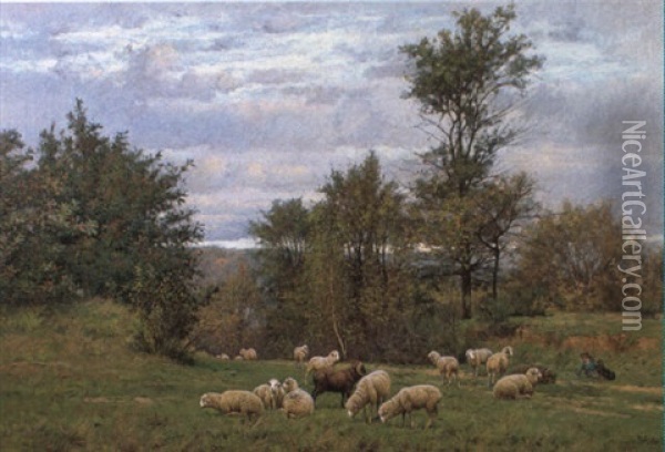 Tending The Flock Oil Painting - William Baptiste Baird