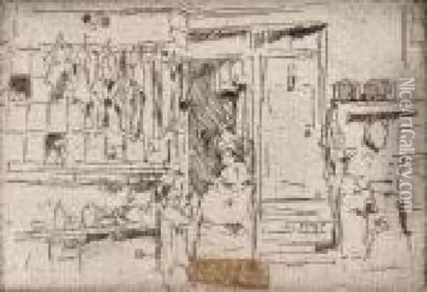 Old Clothes Shop No.1 Oil Painting - James Abbott McNeill Whistler