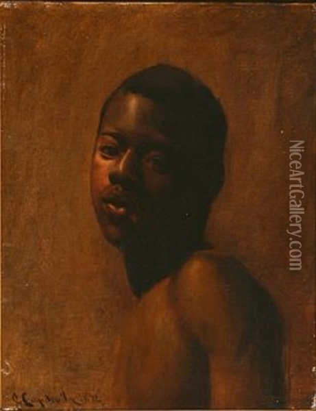 A Naked Nubian Oil Painting - Genis (Gines) Capdevila Puig