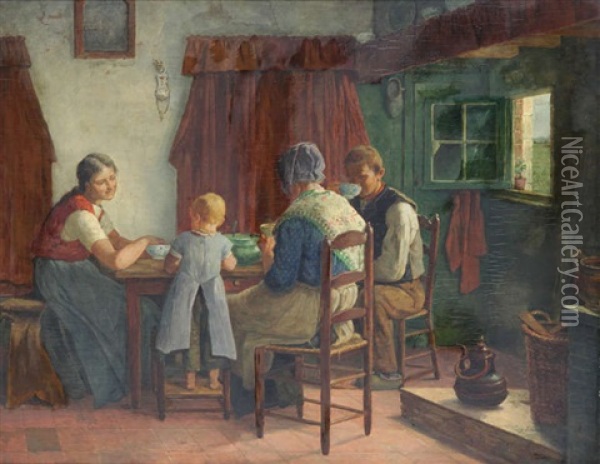 Scene Domestique Oil Painting - Eugene Siberdt