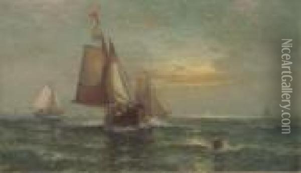 Fishing Boats At Dusk Oil Painting - Edward Moran