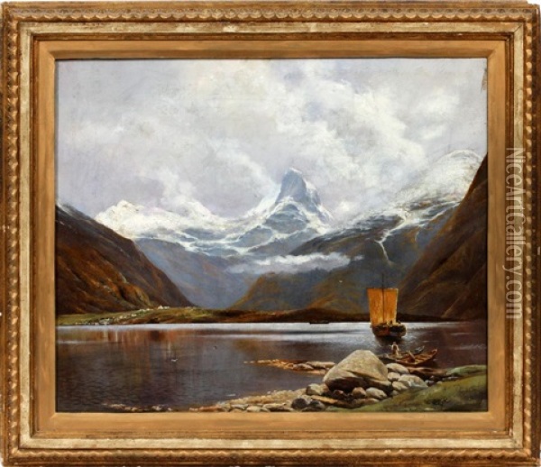 Mountain Lake Oil Painting - Adelsteen Normann