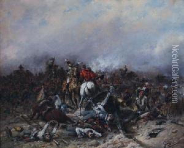 Battle Scene Oil Painting - Wilfred Constant Beauquesne
