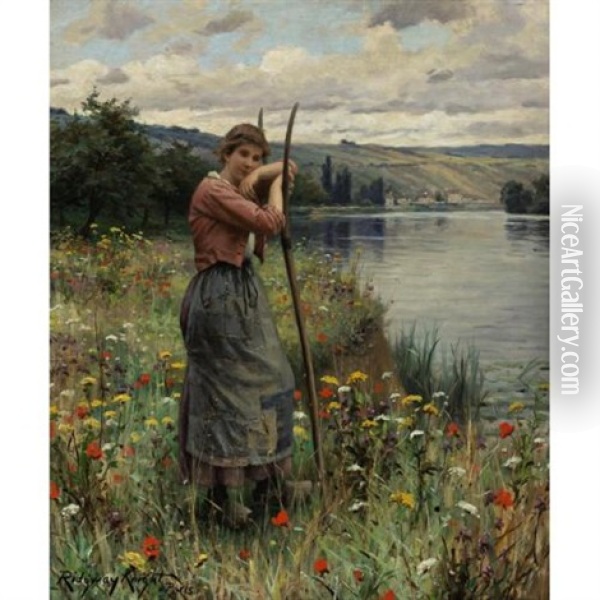 A Moment Of Repose Oil Painting - Daniel Ridgway Knight