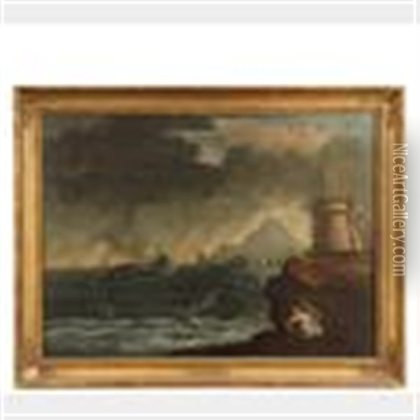 Storm In The Gulf Of Naples, 1811 Oil Painting - Michele Felice Corne