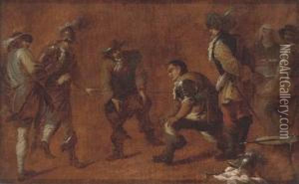 Soldiers Playing A Ball Game Oil Painting - Cornelis de Wael